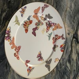 Mackenzie Childs Vintage Enamel Butterfly Large Pedestal Cake Platter